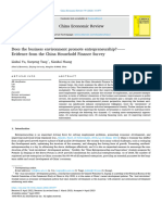 Does The Business Environment Promote Entrepreneurship? - Evidence From The China Household Finance Survey