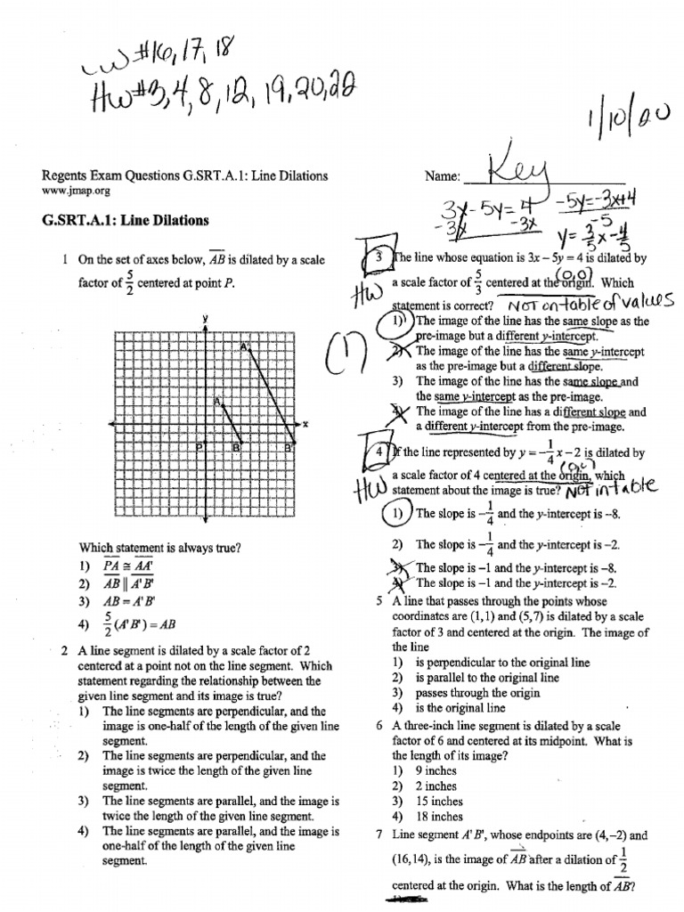 4 Dilation HW Key PDF