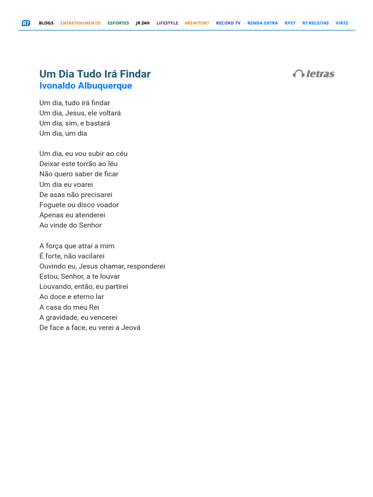 Um Dia Tudo Irá Findar - Ivonaldo | PDF