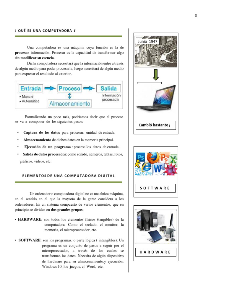 Funcionamiento básico de una computadora | PDF | Hardware de la ...