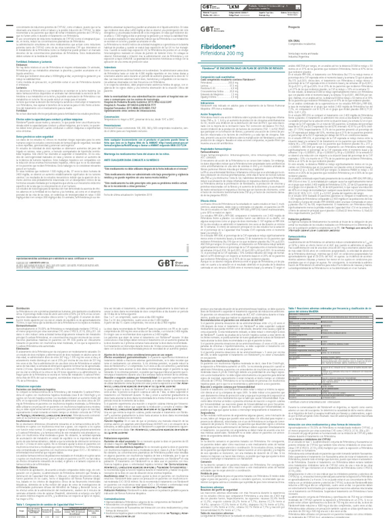 Prospecto Fibridoner 200 MG - AR 000000 R - V05 | PDF | Medicamentos ...