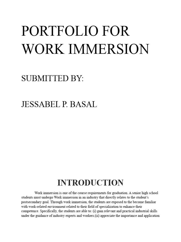 Portfolio For Work Immersion. (Jessabel) PDF