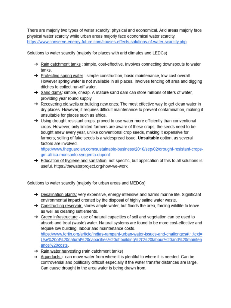 Water Scarcity Solutions Pdf Water Scarcity Water