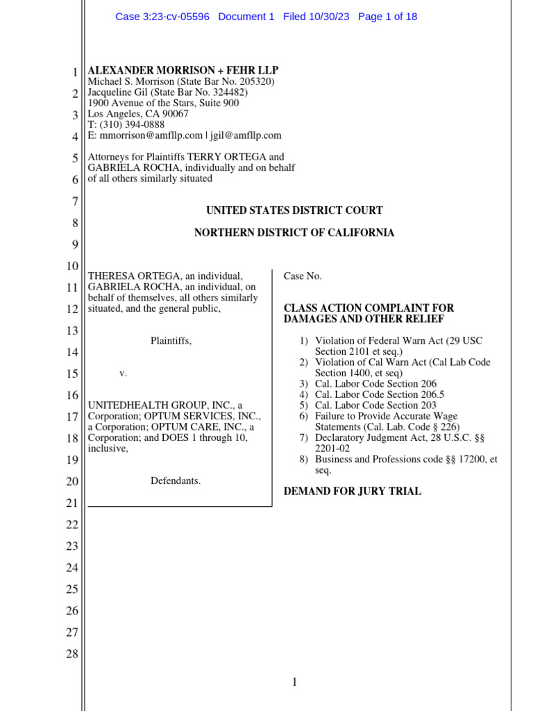 United Health Warn PDF Legal Remedy Lawsuit