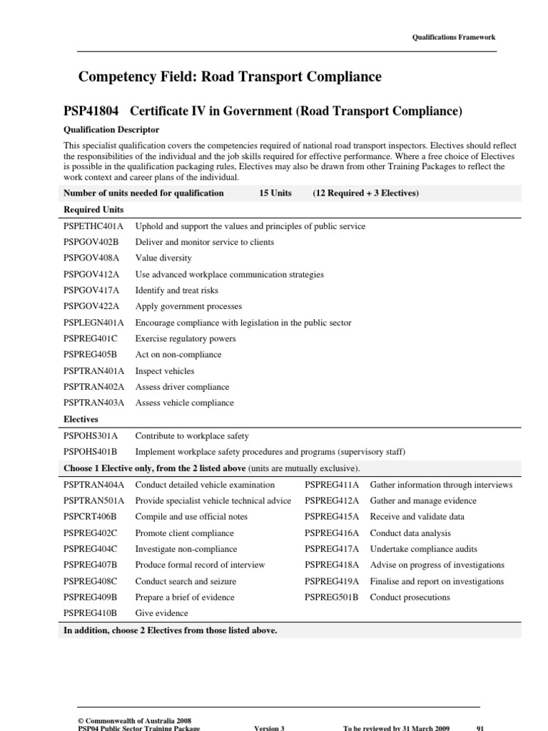 Cert IV Road Transport Compliance | PDF | Regulatory Compliance ...