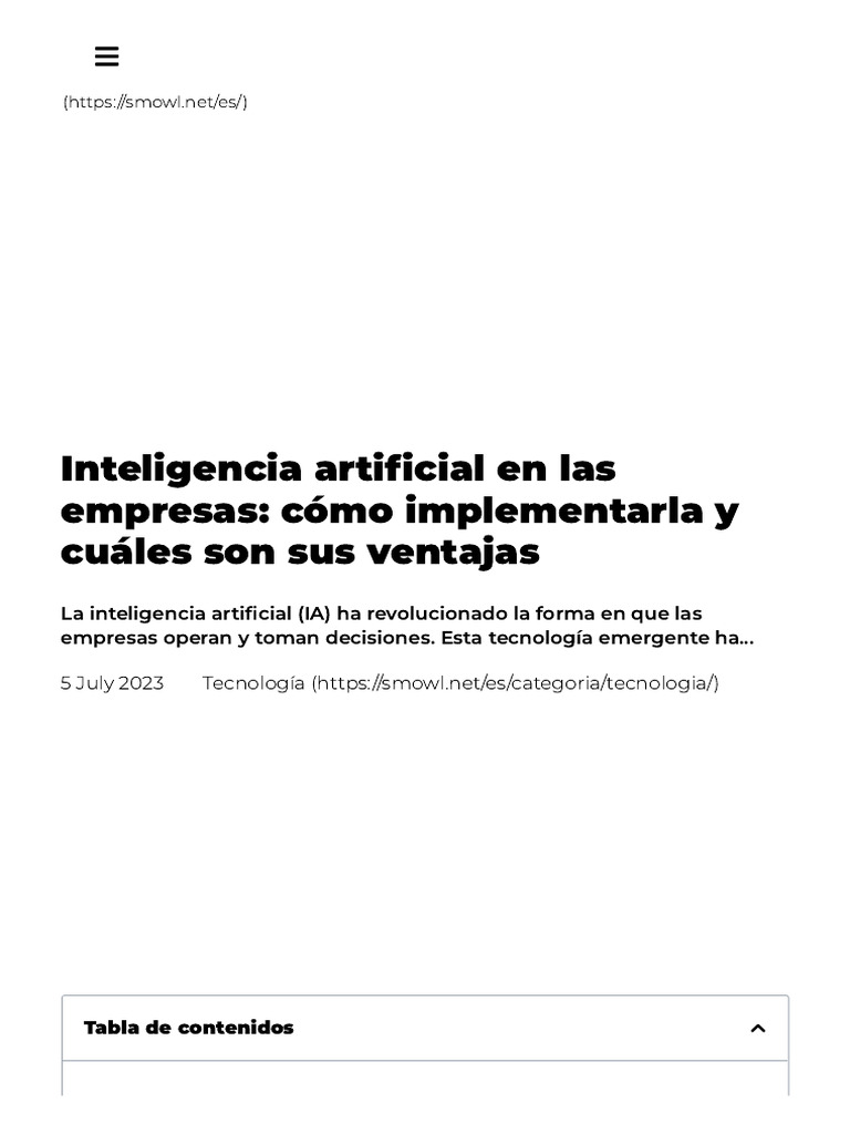¿Cómo Implementar La Inteligencia Artificial en Las Empresas | PDF ...