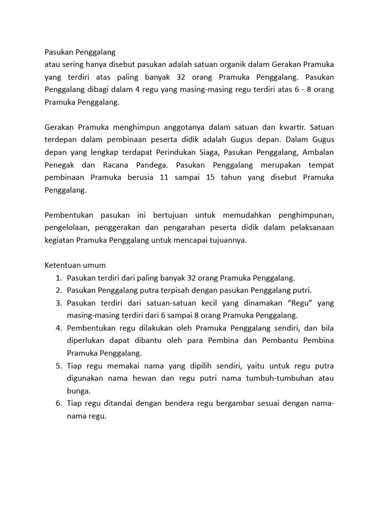 Struktur dan Pembentukan Regu Penggalang | PDF