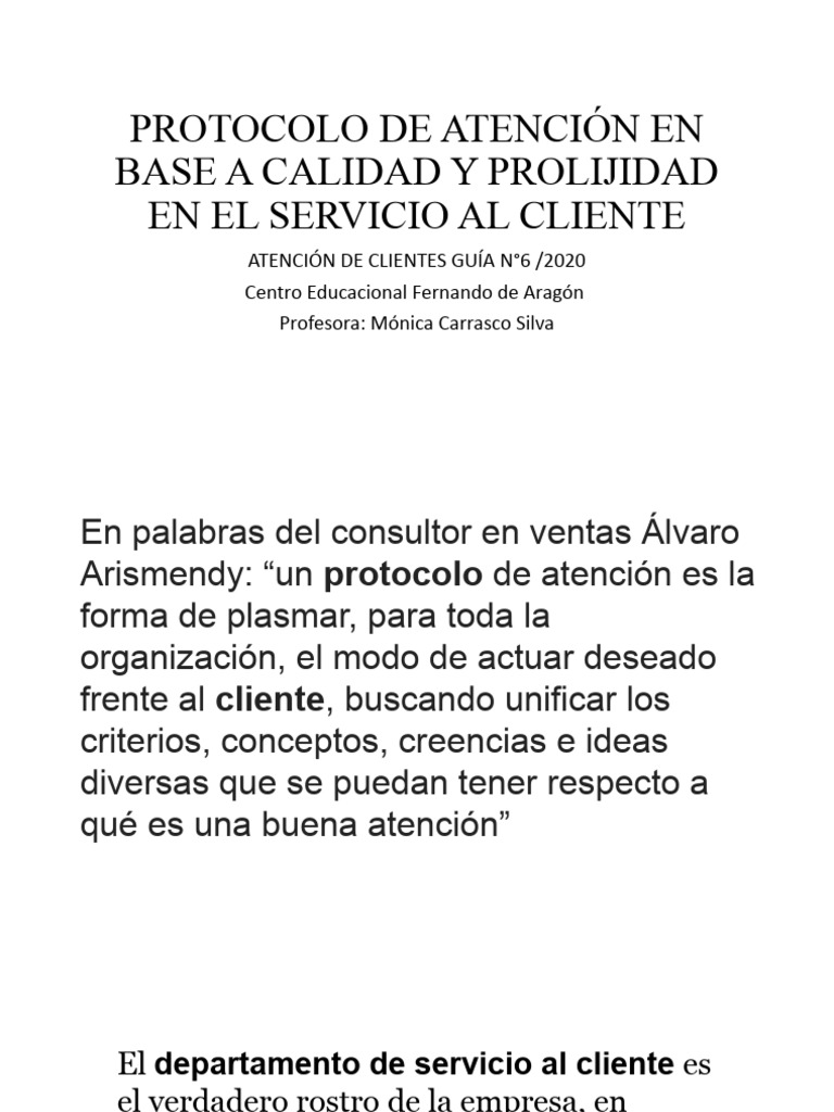 Protocolo de Atención al Cliente 2020 | PDF | Servicio al Cliente | Cliente