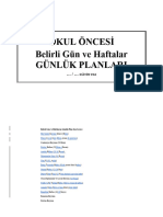 Okul Öncesi Belirli Gün Ve Haftalar Günlük Planlari: Eğitim Yili