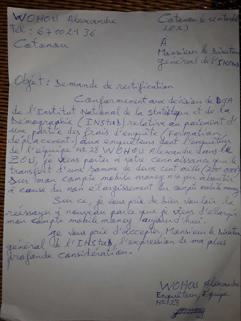 Demande de Rectification | PDF