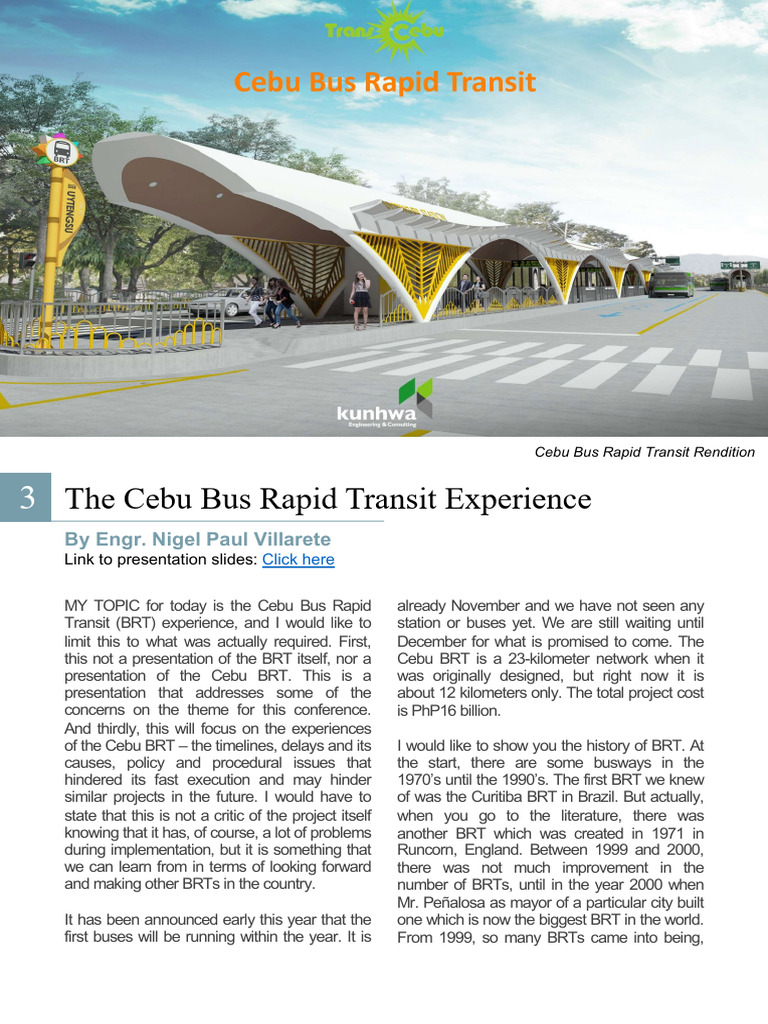 Cebu BRT: Challenges and Delays | PDF | Transport | Economies