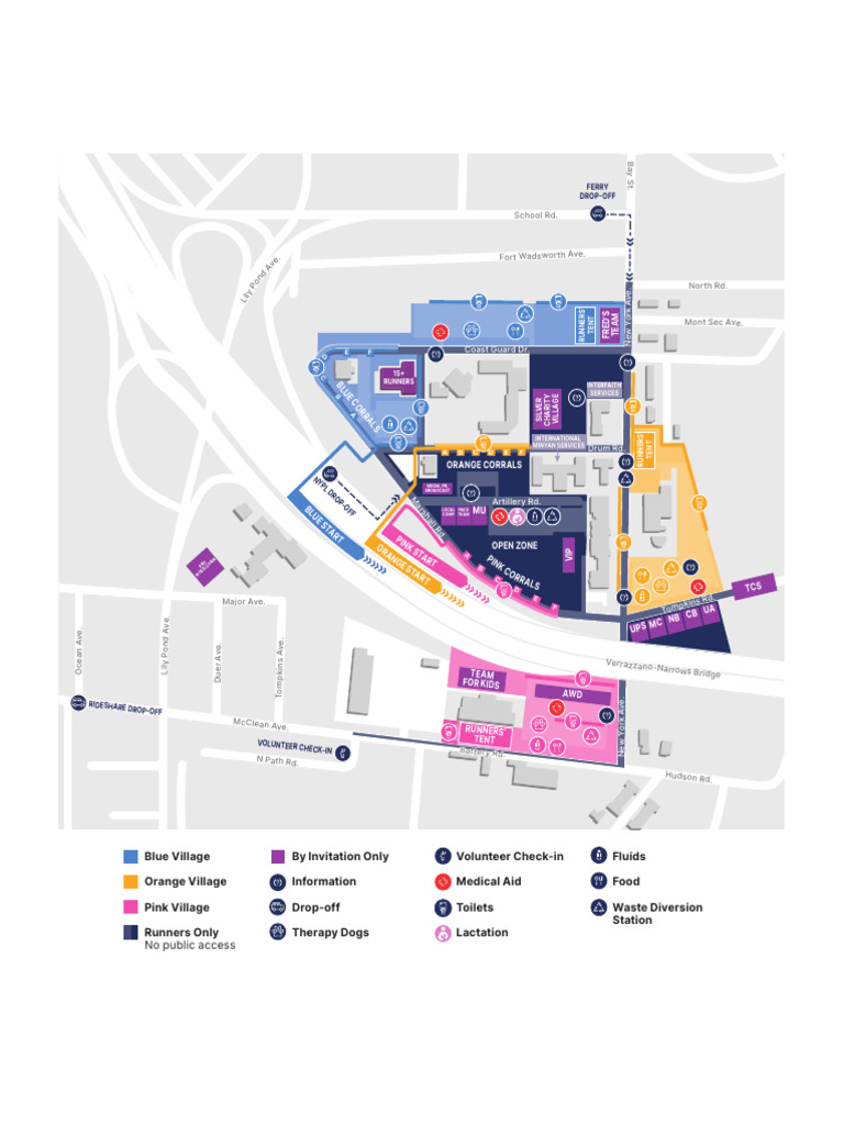 TCS New York City Marathon Starting Area Map PDF