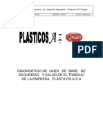 Diagnostico de Base de Seguridad y Salud en El Trabajo de La Empresa Pllasticos A.S.A 2020