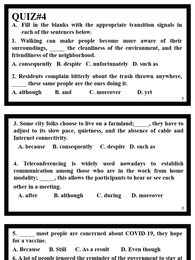 Transition Signals Quiz and Analysis | PDF