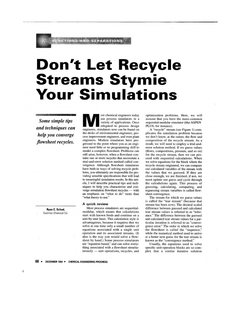 Dont Let Recycle Streams Stymie | PDF
