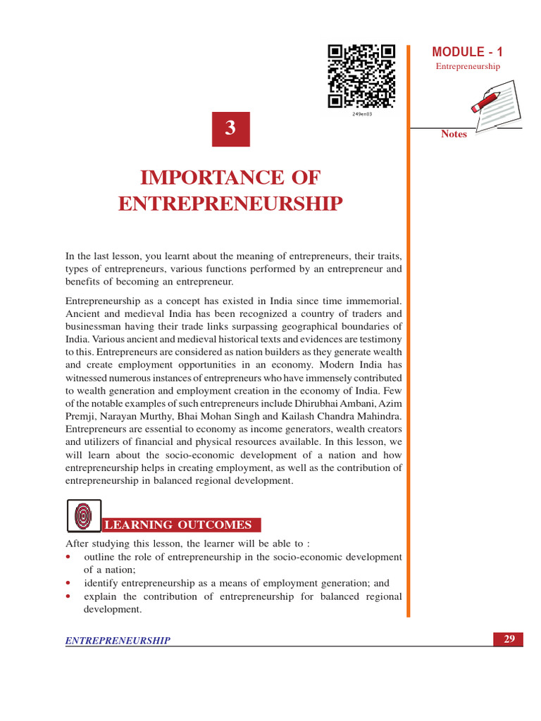 Importance of Entrepreneurship in India | PDF | Entrepreneurship ...