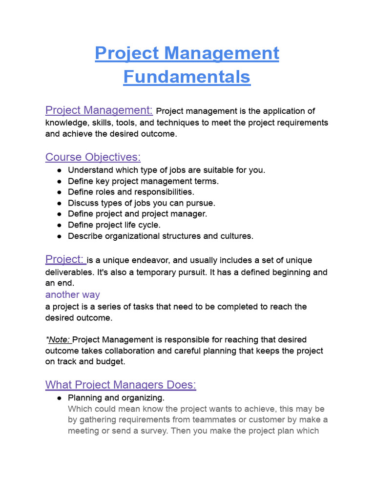 Project management fundamentals pdf agile software development