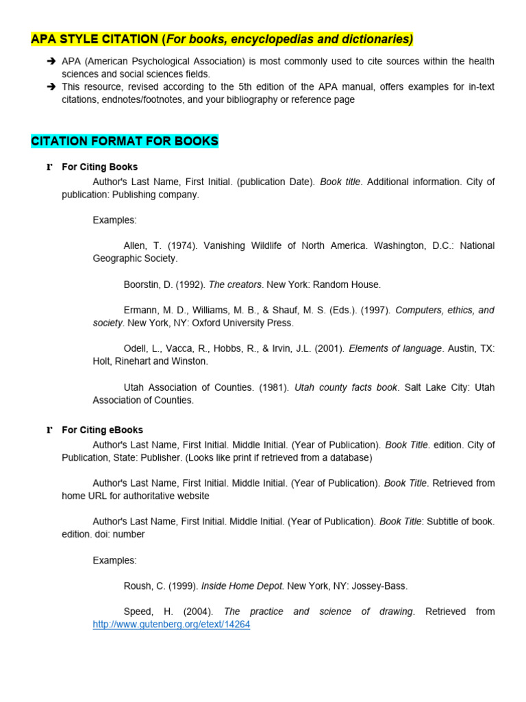 Apa Style Citation 3rd Qrtr Download Free Pdf Citation Apa Style