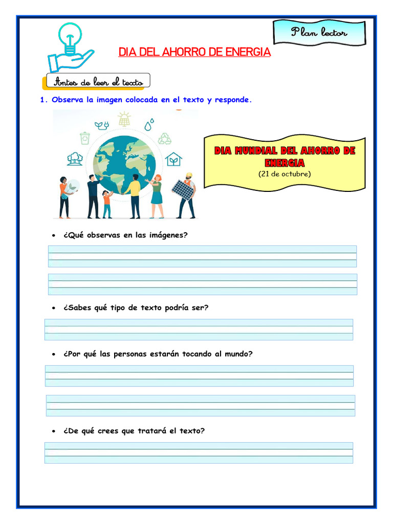 Día del Ahorro de Energía para Niños | PDF | Uso eficiente de energía