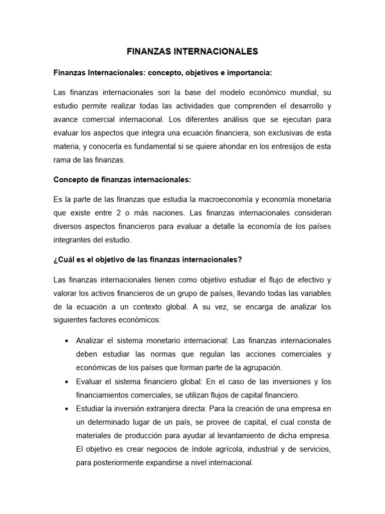 Significado de Finanzas Internacionales | PDF | Business | Moneda