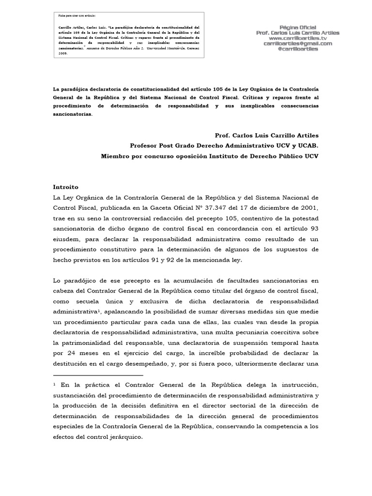 Articulo 105 | PDF | El proceso de destitución | Ley constitucional