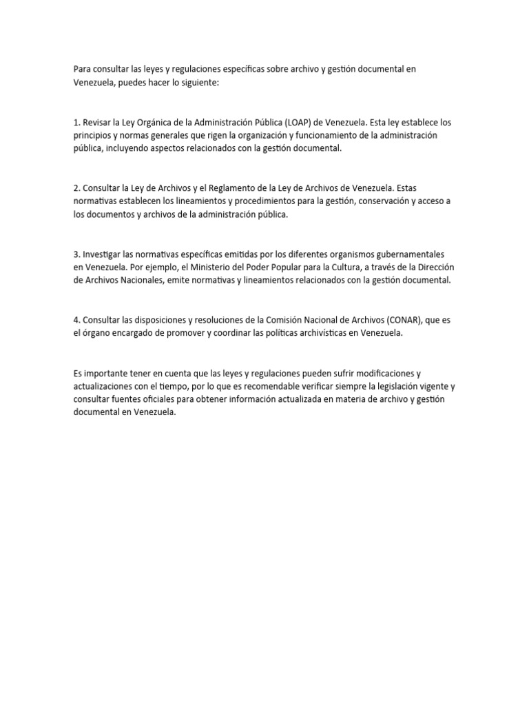 Leyes y Regulaciones de Archivos en Venezuela | PDF | Ciencias sociales