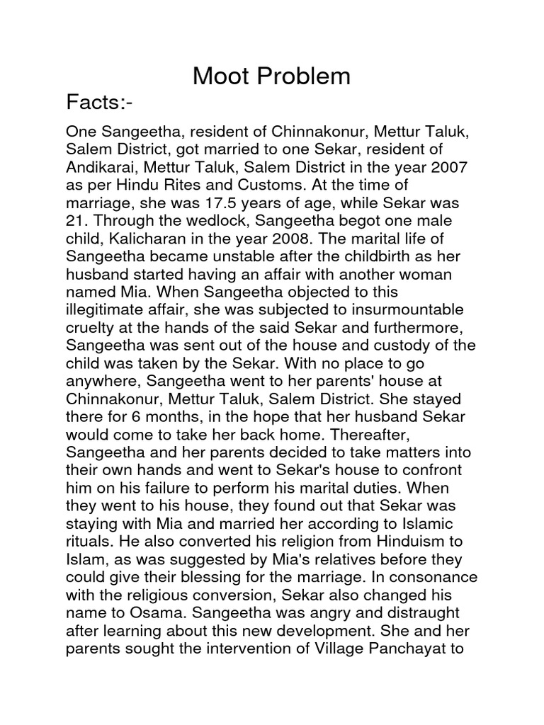 Moot Problem 7th Sem Pdf Marriage Divorce
