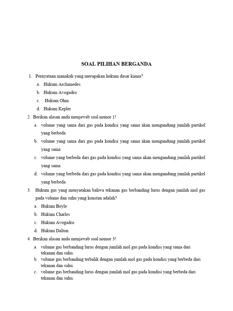 Soal pilihan berganda pdf