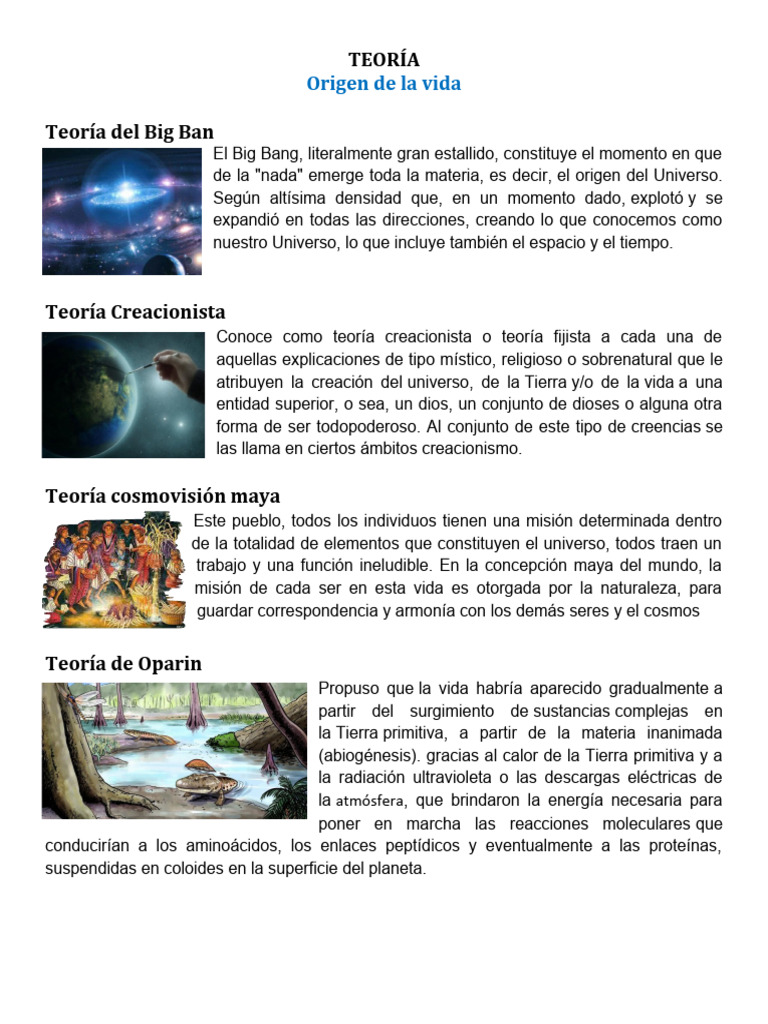 Teorías sobre el origen de la vida | PDF | Abiogénesis | Vida