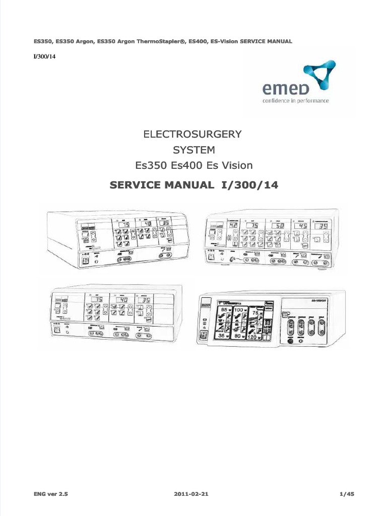 Electrosurgery System Es350 Es400 Es Vision Service Manual I 300 14