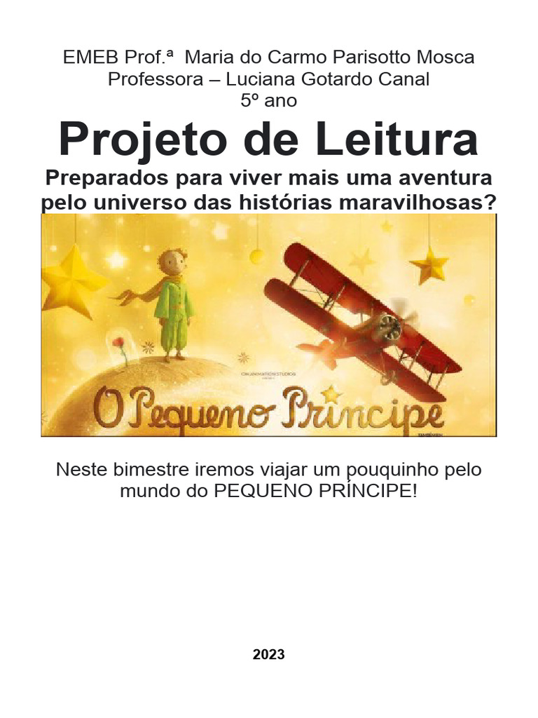 Projeto Leitura - 5º Ano | PDF | O Pequeno Príncipe