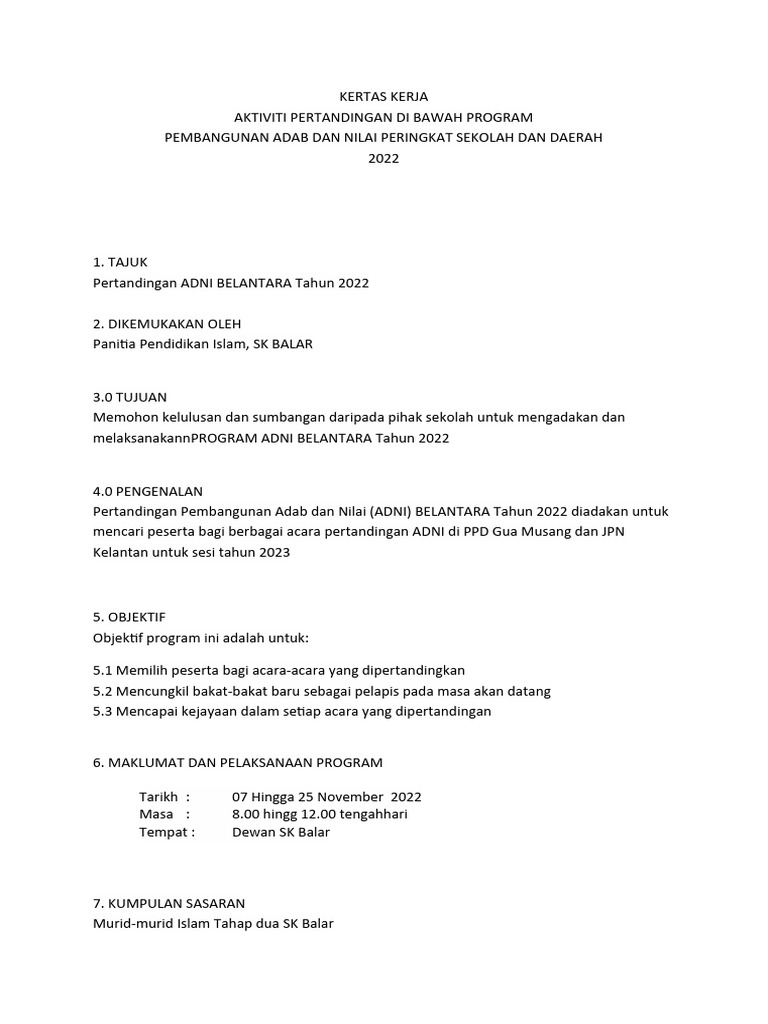 Kertas Kerja Adni 2022 | PDF