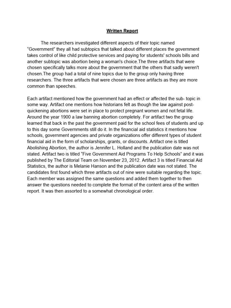 Group Written Report | PDF