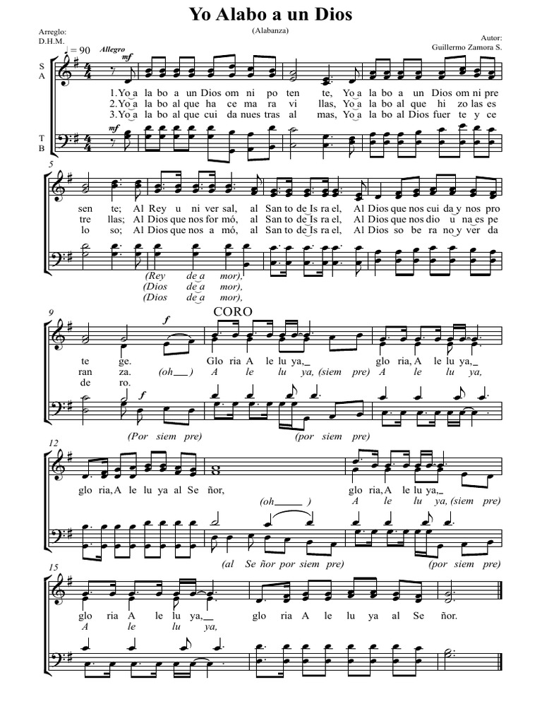 Yo Alabo A Un Dios (Alabanza) - Partitura Completa | PDF