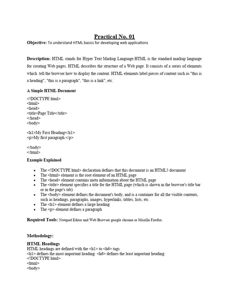 Practical No1-5 | PDF | Html Element | Html