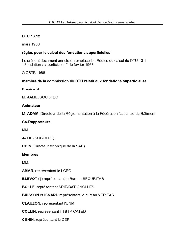 Règles de calcul des fondations superficielles | PDF | Fondation ...