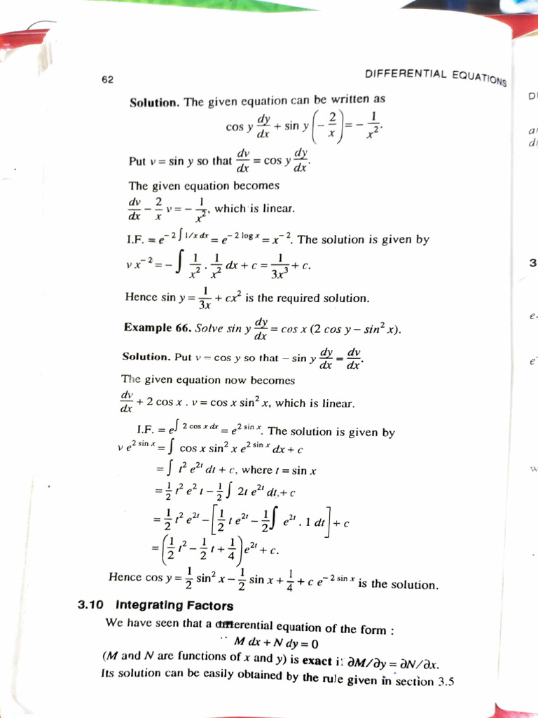 Exact Differential Equation PDF Equations Differential Calculus