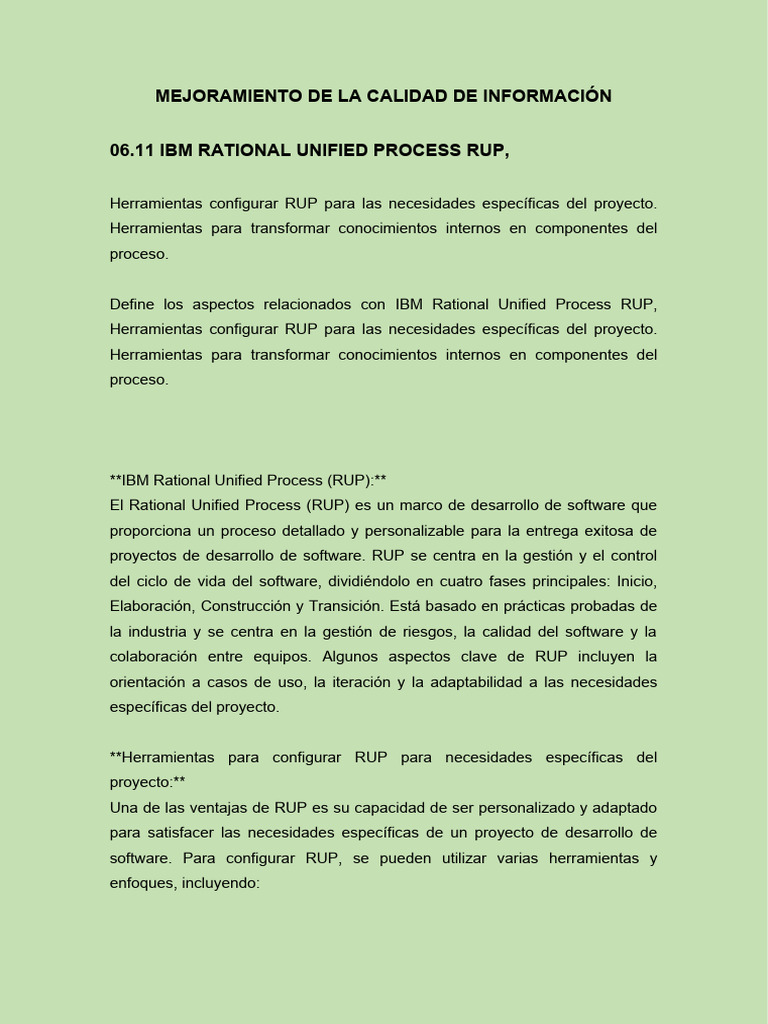 Configuración Efectiva de IBM RUP | PDF | Desarrollo de software ...