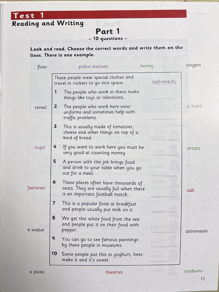 Flyers Reading and Writing Test 4 | PDF