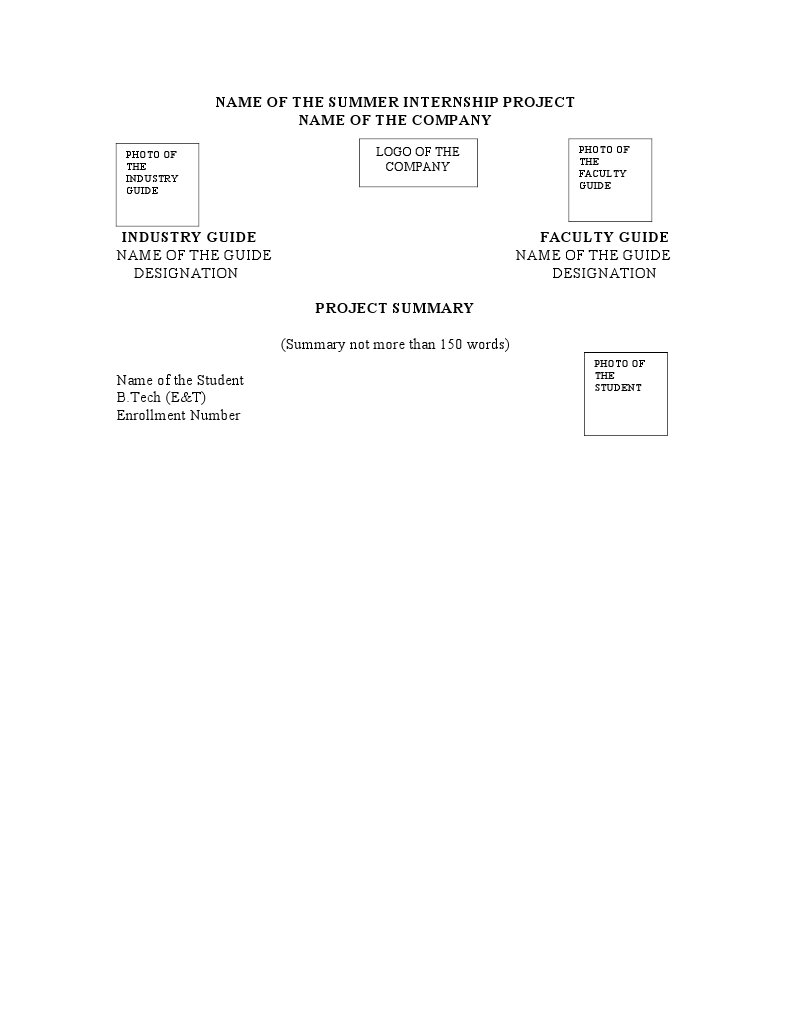 SIP Format for Summer Internship Project | PDF | Computers
