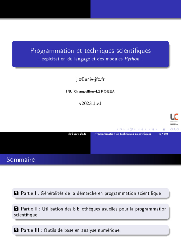 Programmation Scientifique Python Partie I Et II | PDF | Programmation ...