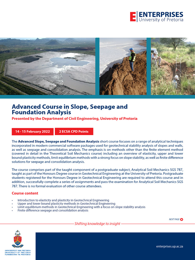 Advanced Course In Slope Seepage And Foundation Analysis Pdf