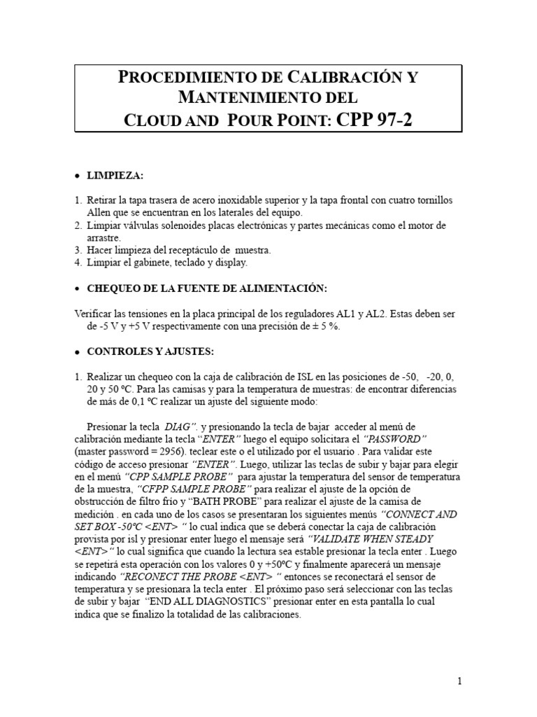 Calibración y Mantenimiento CPP 97-2 | PDF