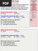 Fractions, Decimal, Percents Day 2, 2011-2012