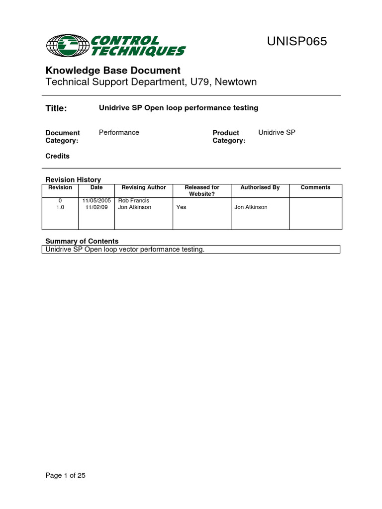 Uni sp open loop performance test download free pdf electric motor