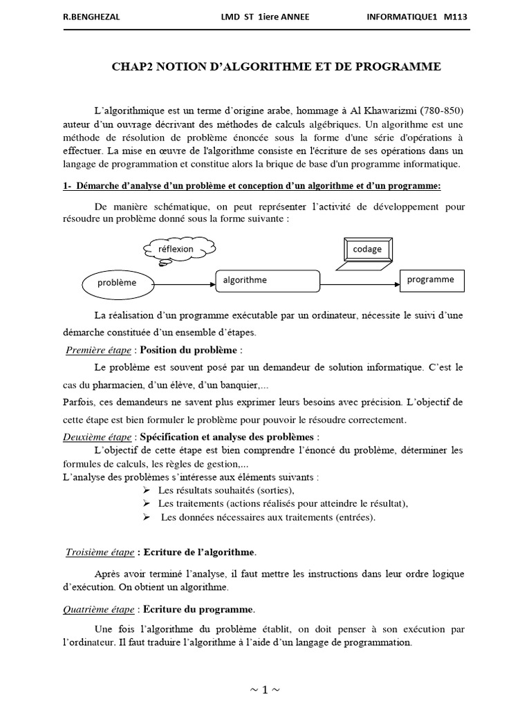 Chap2-Inf1 0 0 | PDF | Structure de contrôle | Programme informatique