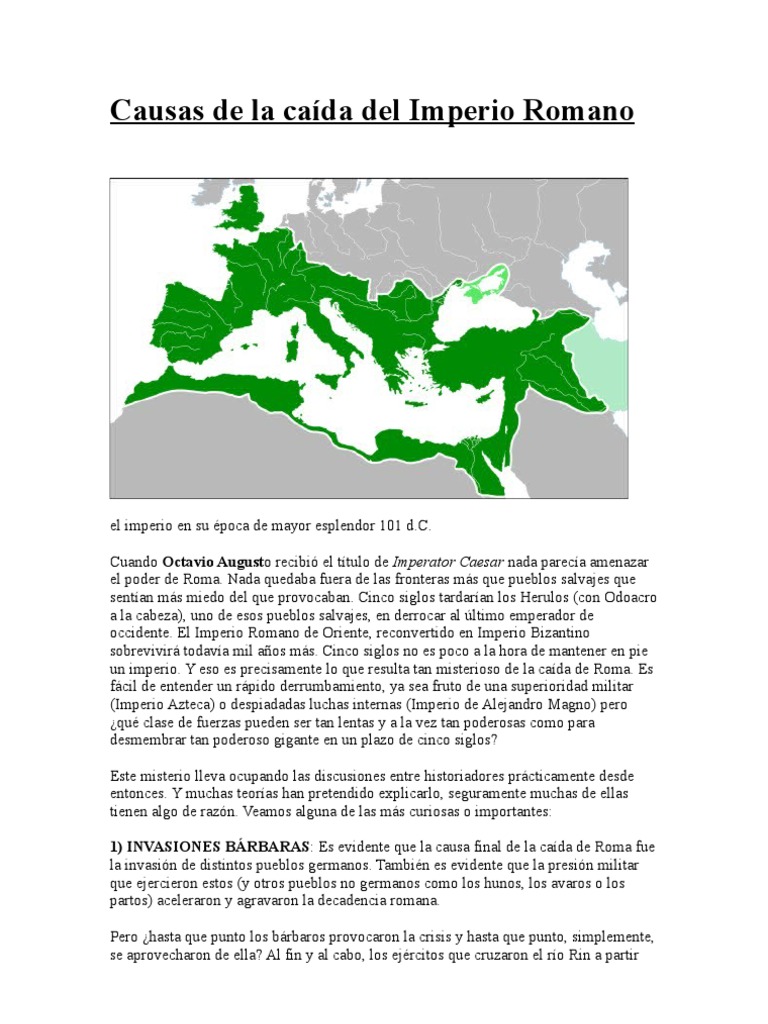 Causas de la caída del Imperio Romano | PDF | imperio Bizantino ...