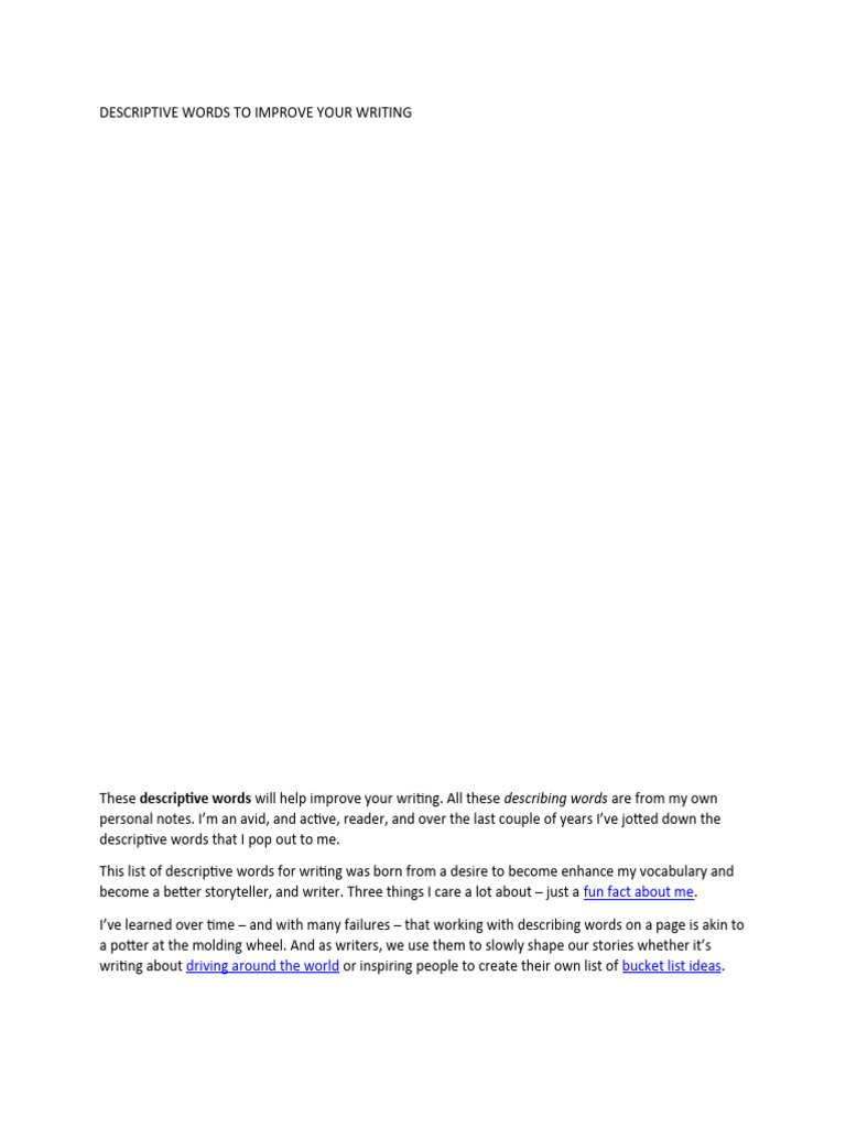 500 Descriptive Words for Writers | PDF | Taste | Adjective