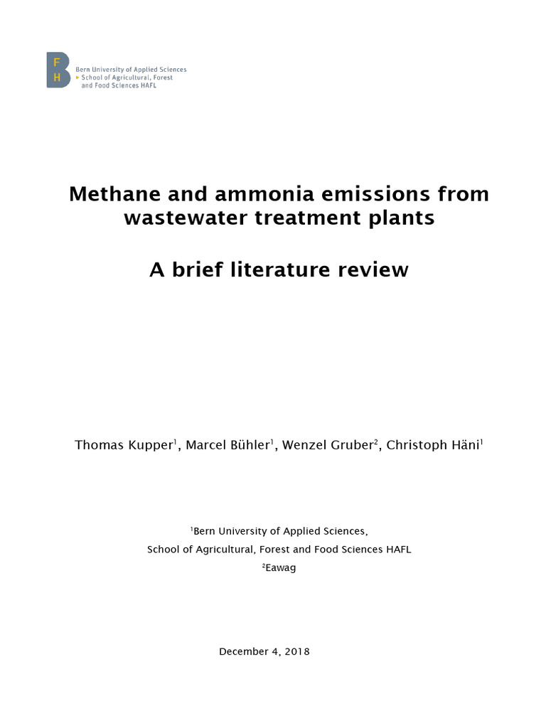 Methane and Ammonia Emissions in WWTPs | PDF | Sewage Treatment ...