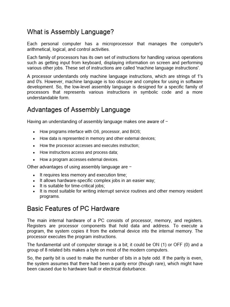 What Is Assembly Language PDF